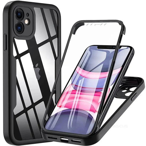 360 Full Body Protection Case For iPhone 15 14 13 12 11 Pro Max Front Screen Shockproof Cover iPhone X XR SE 2020 case FullCase