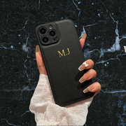 Coque en cuir personnalisée – Nom ou initiales (Noir, Blanc, Vert, Rose) - FullCase