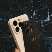 Coque en cuir personnalisée – Nom ou initiales (Noir, Blanc, Vert, Rose) - FullCase