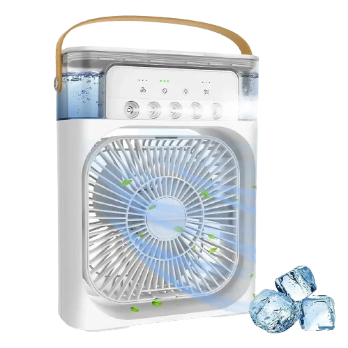Ventilateur Portable 3-en-1 : Brumisateur, LED & Rafraîchisseur d’Air - FullCase