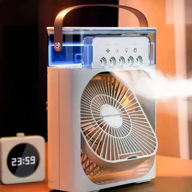 Ventilateur Portable 3-en-1 : Brumisateur, LED & Rafraîchisseur d’Air - FullCase