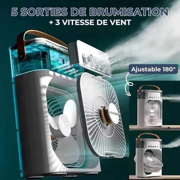 Ventilateur Portable 3-en-1 : Brumisateur, LED & Rafraîchisseur d’Air - FullCase