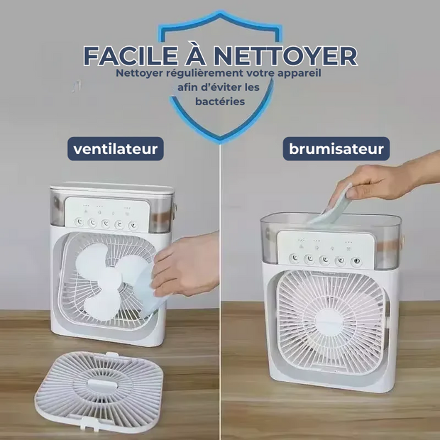 Ventilateur Portable 3-en-1 : Brumisateur, LED & Rafraîchisseur d’Air - FullCase