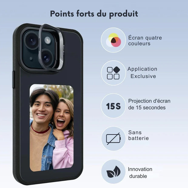 Coque iPhone personnalisable avec écran (Noir, Blanc, Gris, Bleu, Rose)