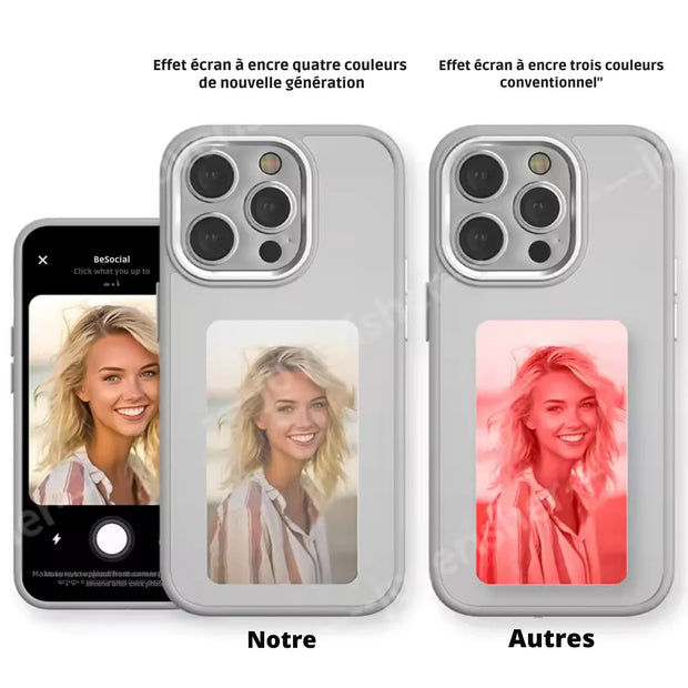 Coque iPhone personnalisable avec écran (Noir, Blanc, Gris, Bleu, Rose)