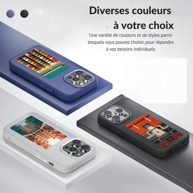 Coque iPhone personnalisable avec écran (Noir, Blanc, Gris, Bleu, Rose)